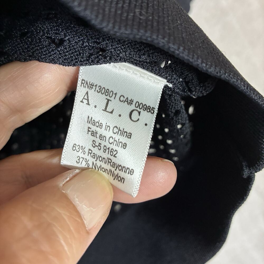 A.L.C. Cropped Open-Knit Top Sweater Black Size M - Picture 6 of 10